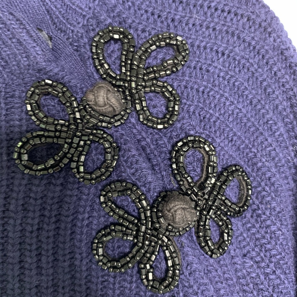 J Crew NAVY BLUE Sweater w/Detail on Shoulder L